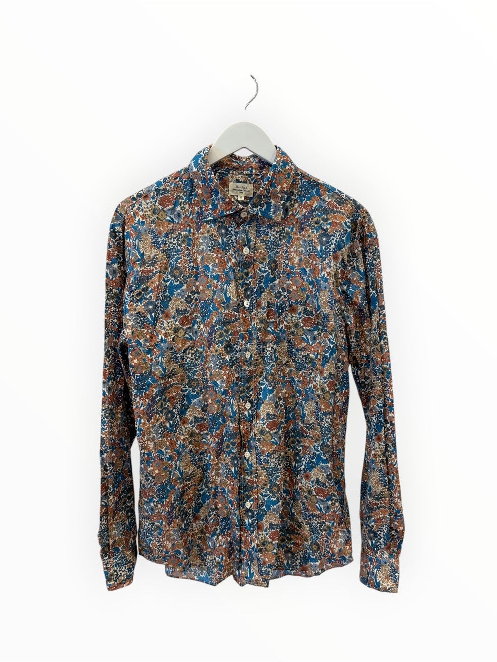 Hartford Paul Floral Shirt - Blue/Camel